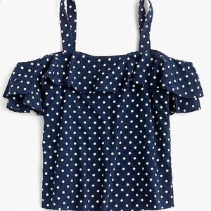 J. Crew polka dot cold shoulder top